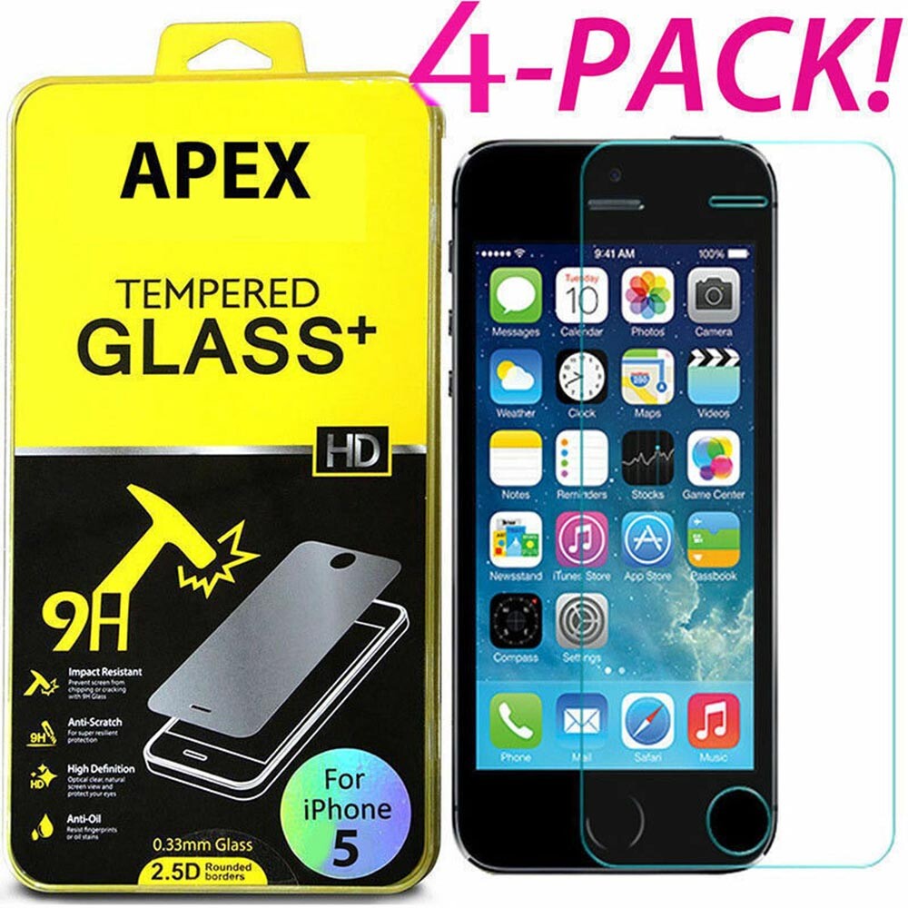 4Pcs Premium Real Screen Protector Tempered Glass Film For iPhone 6 7 8Plus X XS