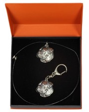 American Bulldog - necklace, keyring, set with a dog in orange box, Art Dog USA