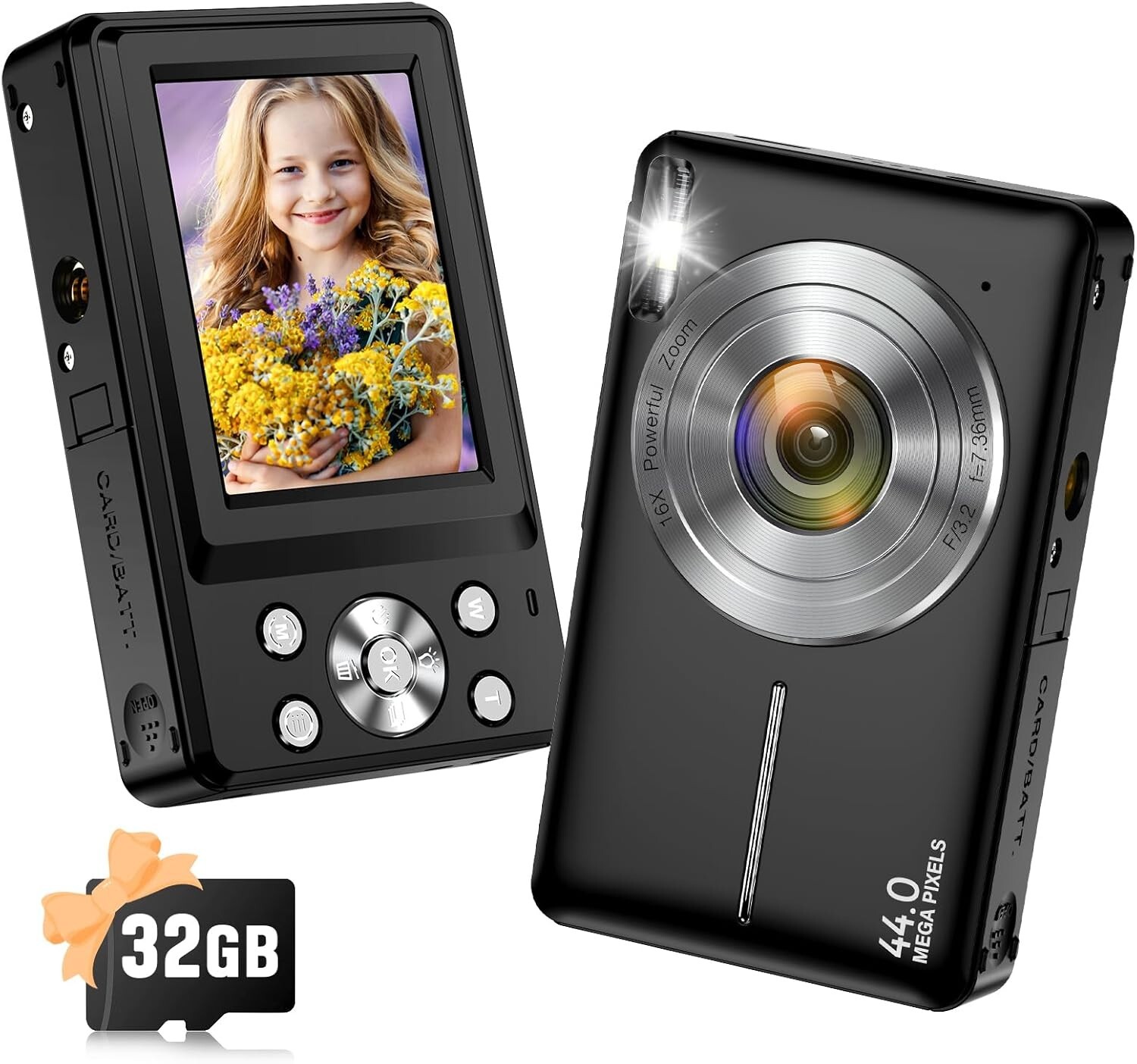 Digital Camera, Autofocus UHD Vlogging Camera with 32GB Card, 48MP 16X-image