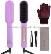 30s Fast Heating Negative Ionic Hair Straightener Brush w/9 Temp Settings Purple