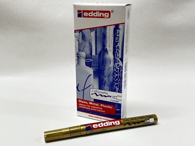 10 X Edding 753 Gloss Paint Marker Calligraphy Gold Nib Glass Metal  53 UK
