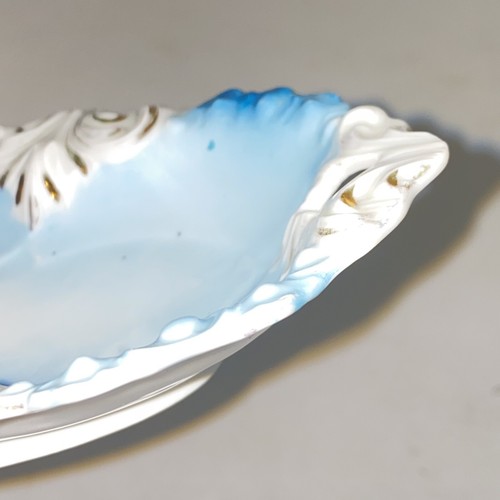 Antique RS Prussia Relish Tray Blue Interior Hand Painted Roses Gold Accents - Picture 14 of 18