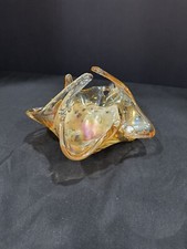 Vintage Murano Style Blown Opalescent Art Glass Basket