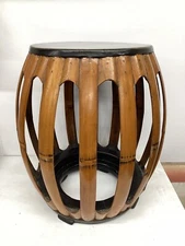 Antique Chinese Rare Bamboo Barrel Stool Tall 18 1/2 in 中国 复古 竹节 板凳