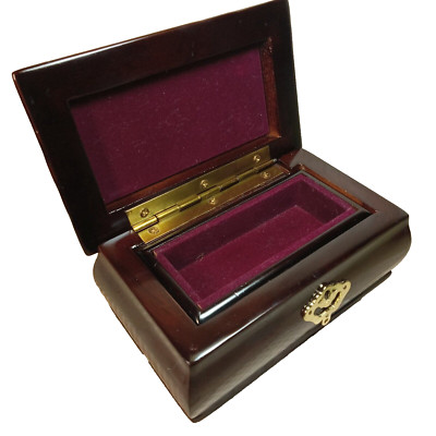 Handmade Cherry Jewelry Box Two Level Made In Korea 1995  6.25x3.5x3.5