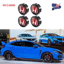 Fit For 2006-2015 Civic Set Of 4 Jdm Red H Wheel Center Caps Hubs Cover Cap 69mm