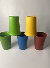 Vintage Lot Of 5 Tupperware Childs Drinking Cups 4" Tall Multicolor Made In USA