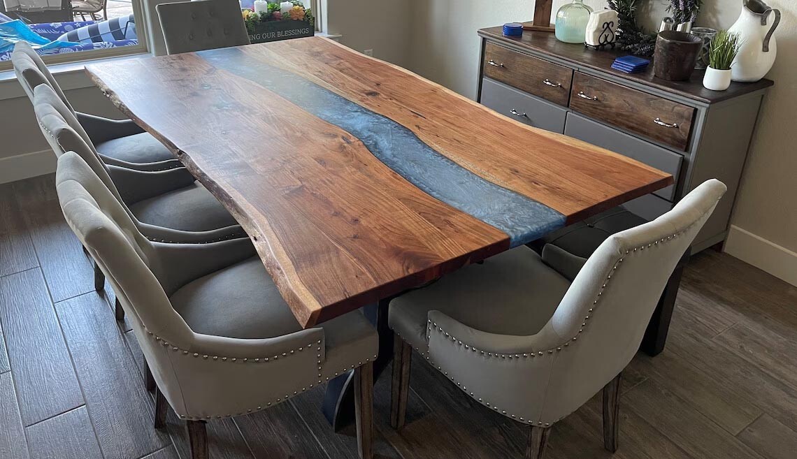Walnut Epoxy Table, Live Edge Epoxy Countertop, Epoxy Dinning Table, Epoxy Table