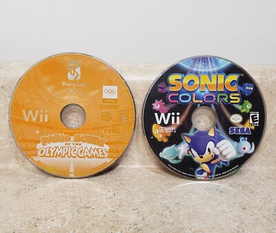 Wii Sonic Colors Mario At The Olympics Lot 2 Discs Only Scratched Untested AS IS
