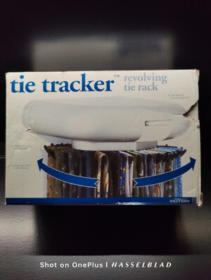 Perfect Solutions Tie Tracker Revolving Tie Rack With Light & Hooks Space Saving