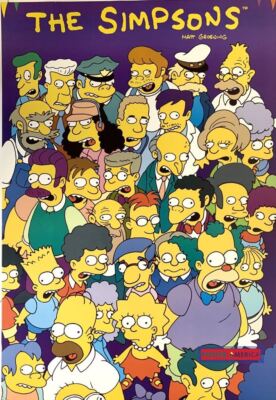 The Simpsons by Matt Groening Full Cast Shot 1996 Vintage Poster