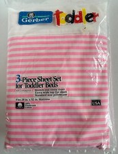 Gerber 3pc Toddler Bed Sheet Set Pink/White Stripe