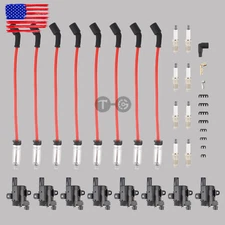 8Pack Ignition Coil+Spark Plug+Wires set For Chevy Silverado 1500 2500 GMC UF262