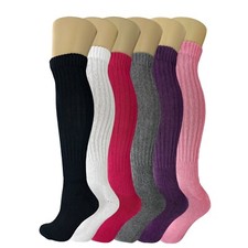6 Pack Colorful Heavy Slouch Scrunch Knee Socks for Women Size 9-11