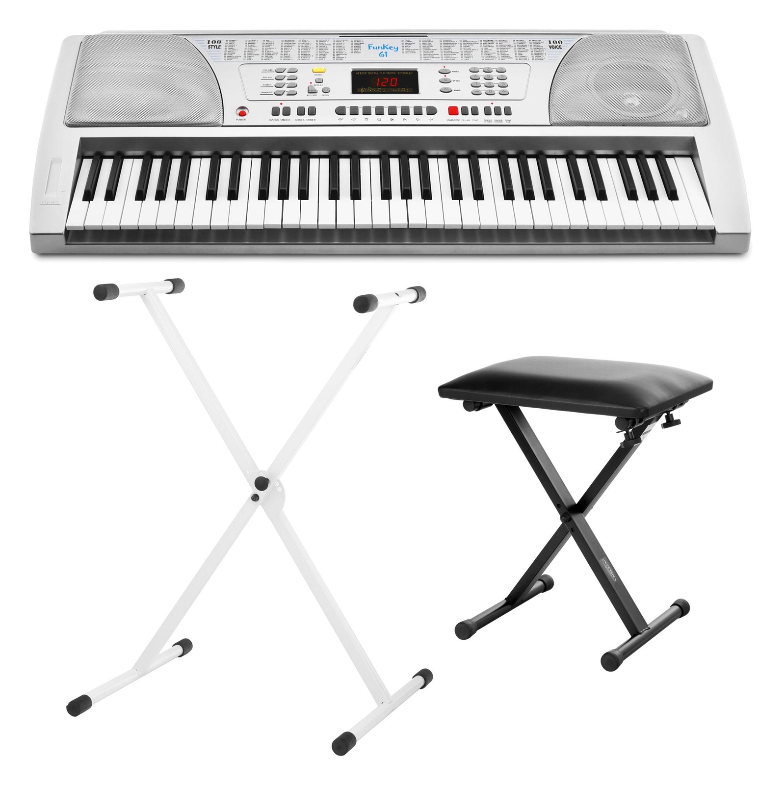 Tastiera Keyboard Piano Digitale 61 Tasti RCA LED Supporto Stand Sgabello Leggio