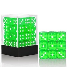 36 of Pack 12MM 6 Sided Mini Dice Set,Translucent Colors Game Translucentgreen