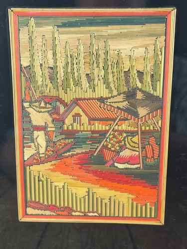MEXICAN STRAW FOLK ART MOSIAC STIX BAER FULLER - Picture 2 of 8