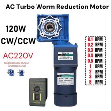 New 120W AC 220V Two Stage Worm Gear Reducer Gearbox Motor Gearmotors CW/CCW