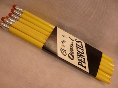 1 DOZEN VINTAGE VENUS UNIQUE COLORED PENCILS W/ERASERS NO. 1009 YELLOW USA