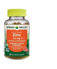 Spring Valley Zinc Immune Support Supplement Gummies Grapefruit 22 mg 60 Count