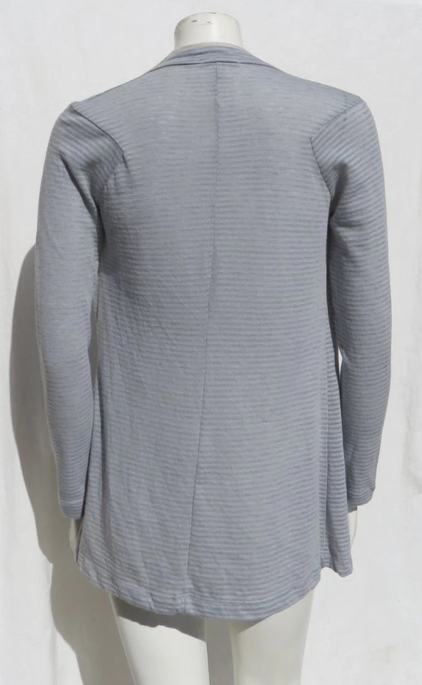 Cárdigan Camisa Top BORDEAUX EE. UU. Gris Rayas Elastizado Mezcla de Algodón Tejido Drapeado S Foto 2 de 4