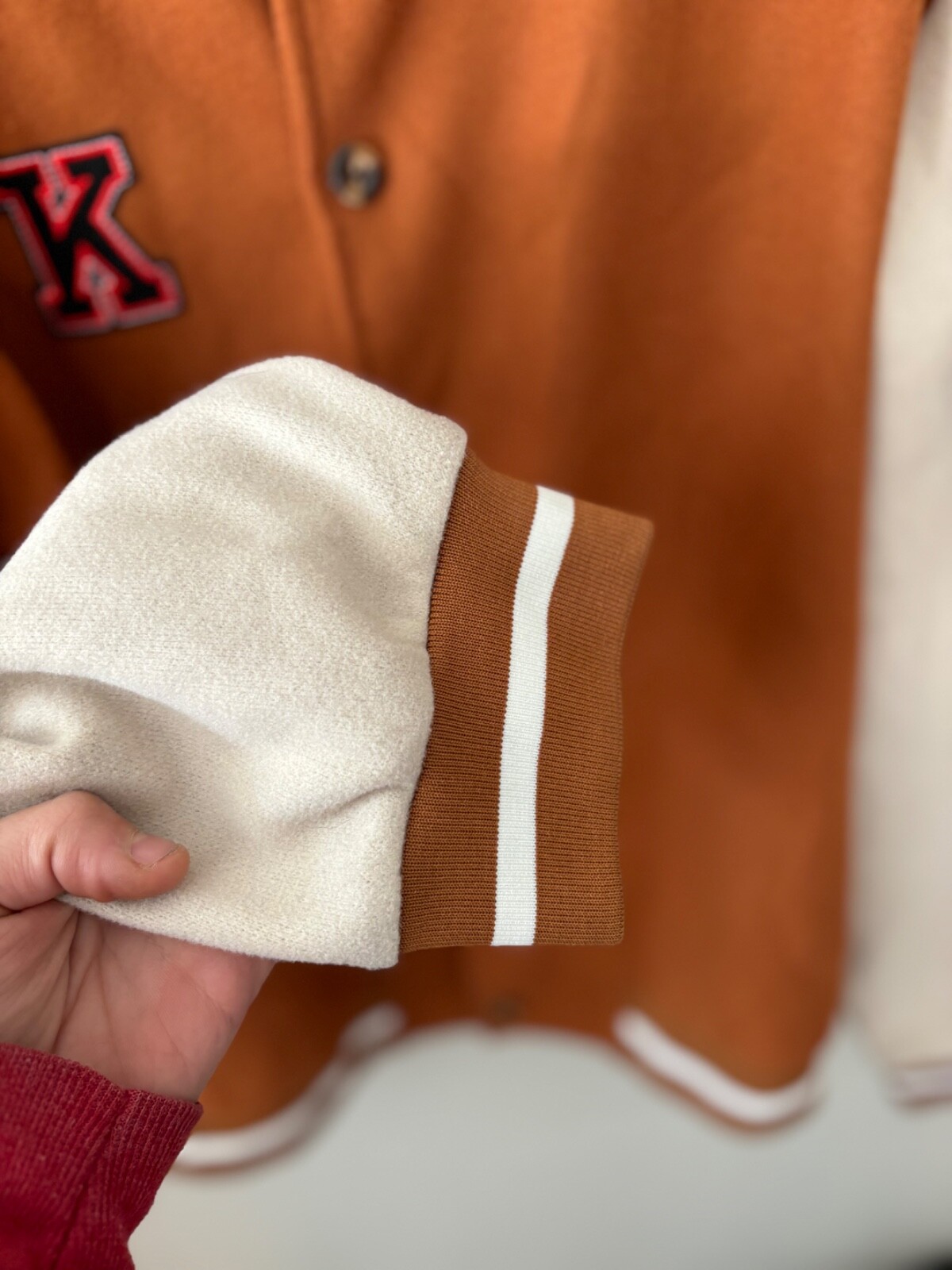 Rust Orange Varsity Jacket K Patch Vintage Retro … - image 5