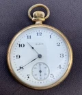 Antique Elgin Open Face Pocket Watch With Gold Filled Case