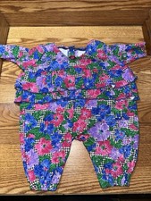 Vintage Baby On The Go Ruffled Multi Colored Floral One Piece 0-6 Months USA Mde