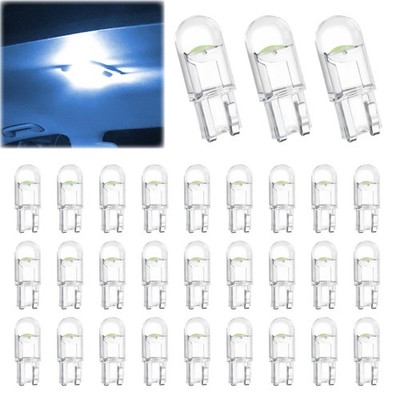 ecocstm 30 PCS Car 194 LED Bulbs, 168 2825 W5W T10 Wedge COB Ice Bule 