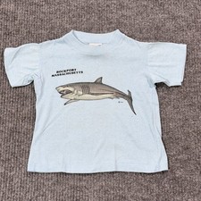 Vintage Rockport Massachusetts Shark T-Shirt Kids S 6-8  Single Stitch Tee USA