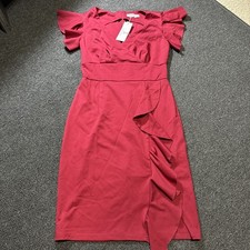 Jasambac Womens S Maroon Career Business Office A Line Flattering Knee Length