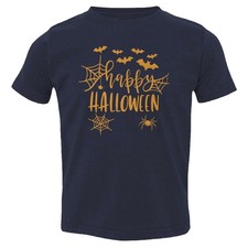 Happy Halloween - Spider Web and Spooky Bats Toddler T-Shirt