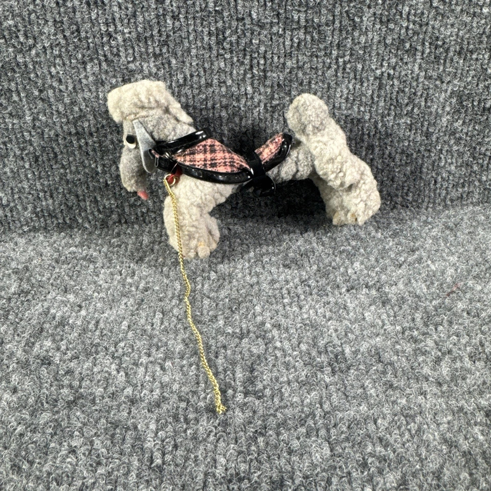 De colección 1964 Barbie Dog ’N Duds Mattel #1613 Gris Caniche Correa Arnés a Cuadros Japón Foto 2 de 4