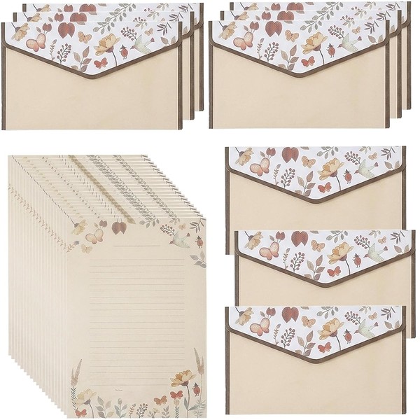 Briefpapier Set Vintage 18 Blatt 9 UmschläGe Schmetterling Blumen 1 StüCk-image
