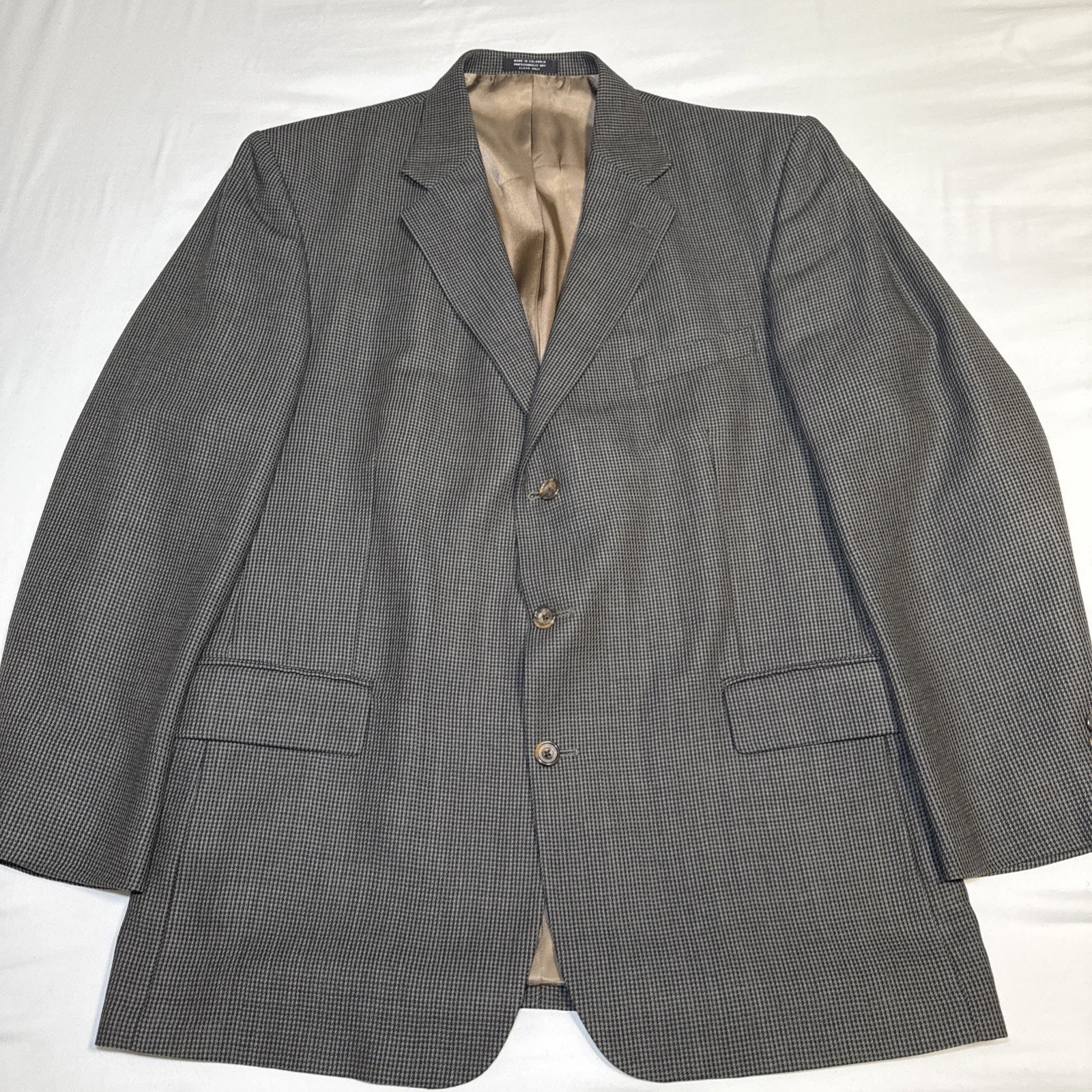 Oscar de La Renta 100% Wool Sport Coat Blazer Jacket Mens 48 L Houndstooth EUC