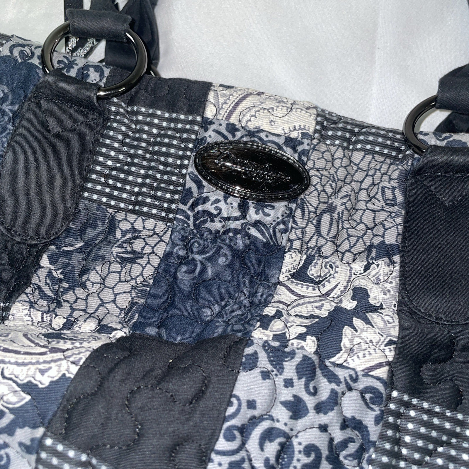 DONNA SHARP QUILTED PATCHWORK HANDBAG 15” Blue/Bl… - image 2