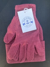 Yacht & Smith Red Beanie and Glove Winter Kit for Kids