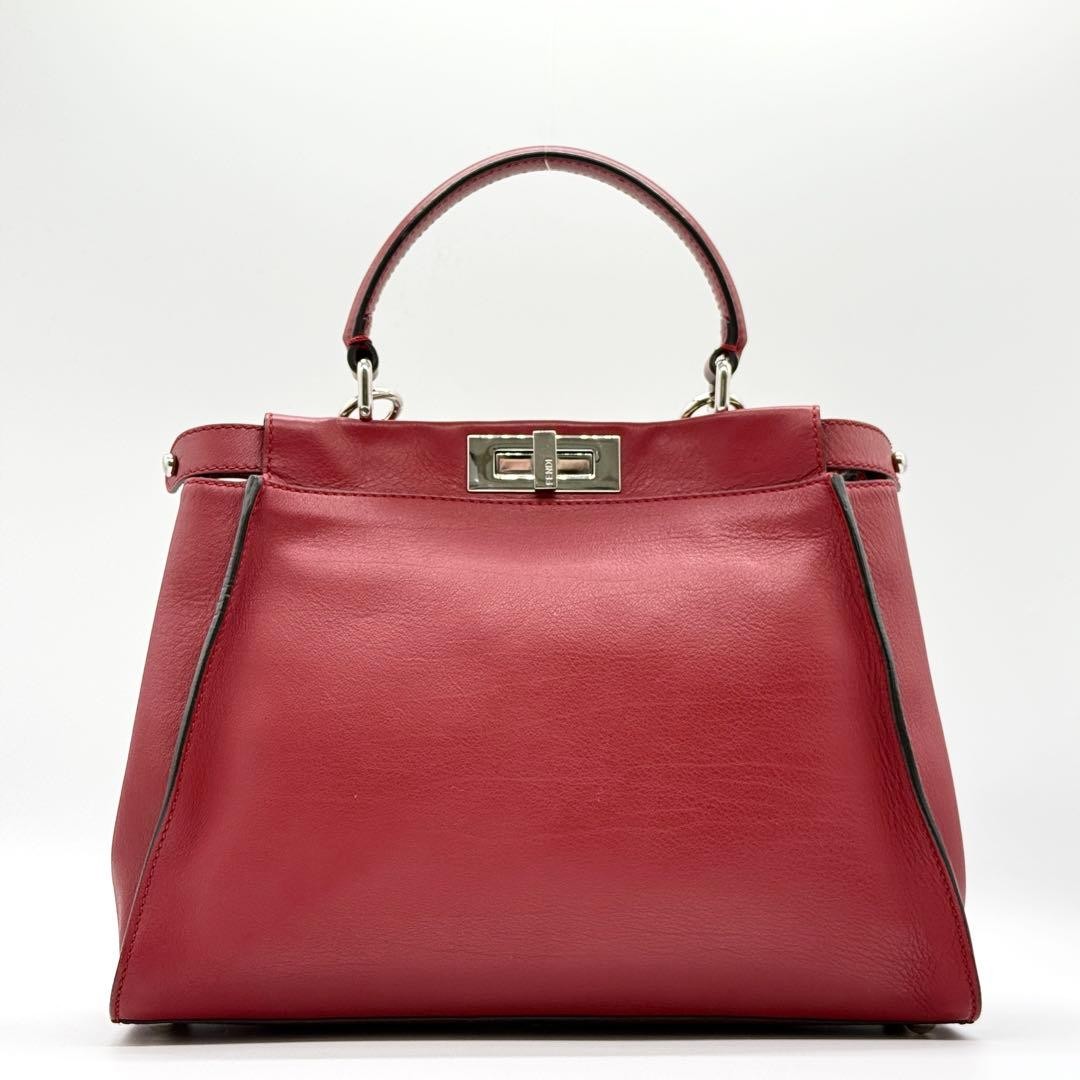 Fendi Leather Python Peekaboo Shoulder Bag Dark R… - image 3