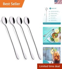 Elegant 9-Inch Stainless Steel Iced Tea Spoons - Set of 4 for Stylish Serving