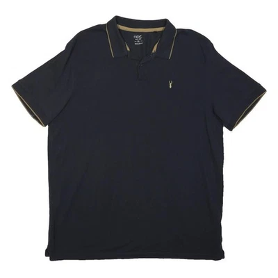 NEXT Polo M/C Courtes Bleu Marine & Jaune Coton Mélangé XL Décontracté - Photo 1/4