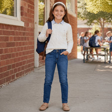 Tommy Hilfiger Girl's Skinny Jeans Blue Denim Slim Dark Wash Designer School 7