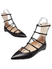 Christian Louboutin Strappy Pointy Toe Leather  Flats Sz. 37