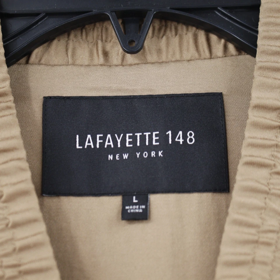 Chaqueta para mujer Lafayette 148 grande dorada satinada bombardero cremallera completa ligera rayón Foto 3 de 4