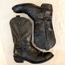 Vintage Nocona USA Black Leather Cowboy Roper Boots 11D – Needs Heel Repair