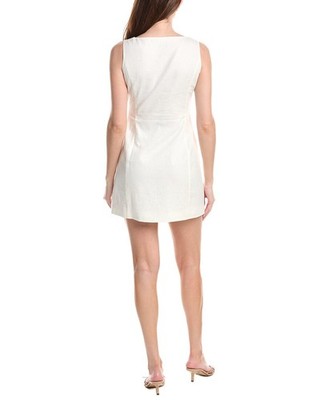 knee length dresses for ladies Waimari Clara Blue Lace Trim Linen Mini Dress