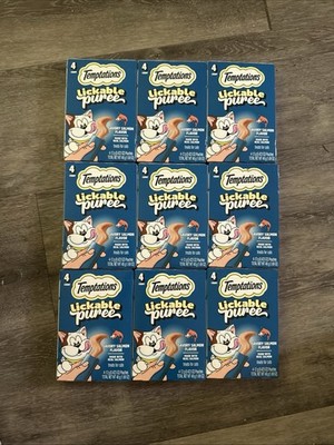 Temptations Creamy Puree Squeezable Lickable Cat Treats, Salmon Flavor-set Of 9