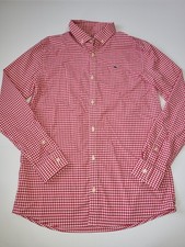 Boys Vineyard Vines Performance Button Down Shirt size XL 18 red check
