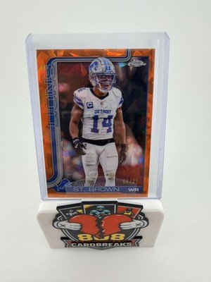 2025-26 Topps Chrome Sapphire Football #98 Amon-Ra St. Brown Orange 08/25