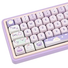 PBT Keycaps, 132 Keys Cute Keycaps Dye-Sublimation Kawaii Purple Keycap Set M...