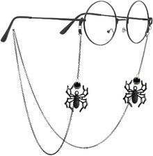 Glasses Chain for Women Black Goth Spider Mask Pendant Eyeglass Strap Holder H